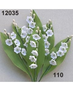 Maiglöckchen x5 mit Blatt / weiß / 12035.110