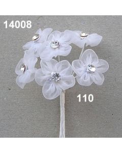 Organdy-Blüte mit Kristall - weiß - 14008.110