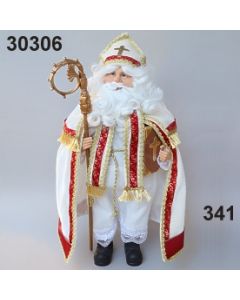 Stoff Nikolaus Figur stehend ca. 45cm mit Buch und Stab / 30306