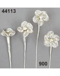 Bouillondraht Netzblume mit Strass - silber - 44113.900