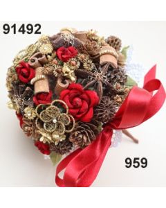 Samtrosen Bouquet groß - gold-weinrot - 91492.959