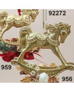 Goldglimmer Schaukelpferd dekoriert / 92272