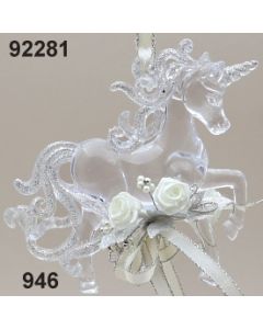 Silberglimmer Einhorn dekoriert / silber-creme / 92281.946