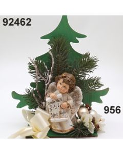 Stille Nacht Engel vor Holztanne groß / gold-creme / 92462.956