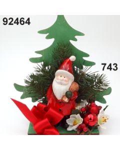 Weihnachtsmann vor Holztanne groß dekoriert / grün-rot / 92464.743