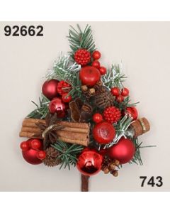 Glaskugel-Zimt Aufleger - Gewürzgebinde - grün-rot - 92662.743