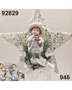 Sisal-Stern mit Winterkind dekoriert / silber-creme / 92829.946