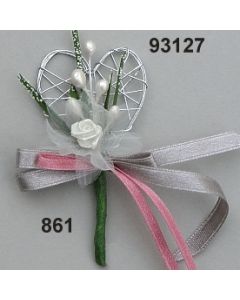 Silberherz-Diorrosen Anstecker / grau-altrosa / 93127.861