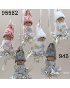 Woll-Winter-Kind Set dekoriert / silber-creme / S/6 / 95582.946