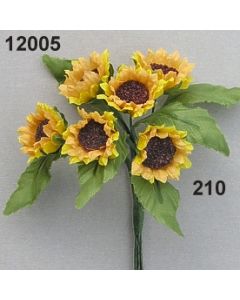 Sonnenblume klein mit Blatt / goldgelb / 12005.210