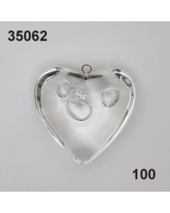 Acryl Herz mit Blasen Einschlüsse 4,5 cm / glasklar / 35062.100