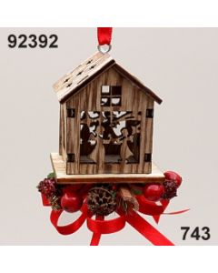 Holz-Engelhaus 3D dekoriert / grün-rot / 92392.743