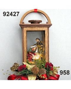 Holz-Laterne mit heiliger Familie dekoriert / gold-rot / 92427.958