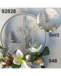 Metall Ornament Ring Hirsch S2 Deko / silber-creme / 92828.946