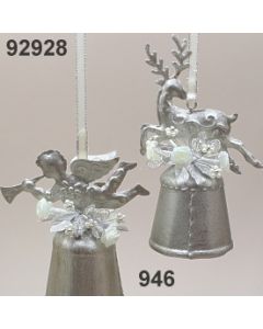 Metall Glocken-Set Engel und Hirsch / silber-creme / 92928.946