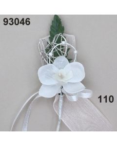Orchidee mit Silber Anstecker / weiß / 93046.110
