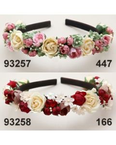 Blüten-Rosen Haarreifen / beige-rot / 93258.166